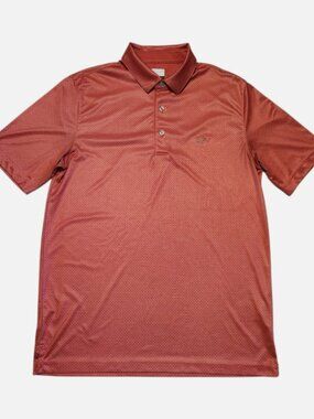 Golf Shirt Polo Greg Norman Men's Medium Play Dry Orange Collared Shark Logo